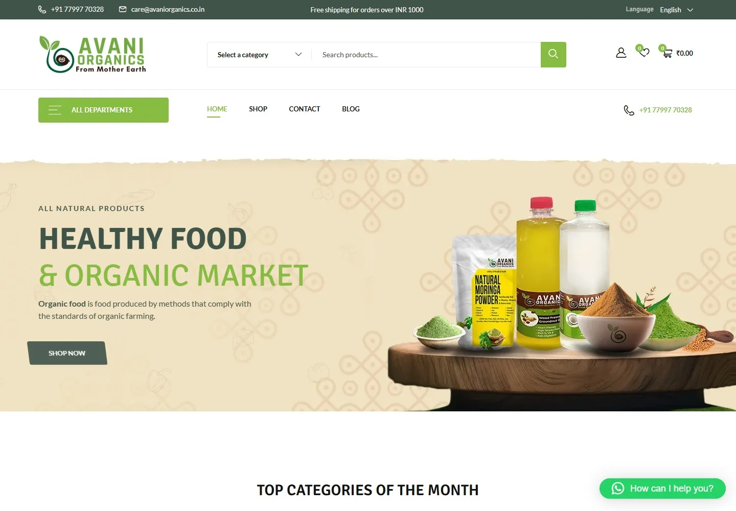 Avani Organics online store