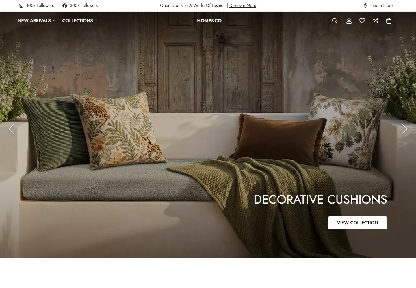 Home &amp; Co online store featuring decorative cushions and home furnishings
