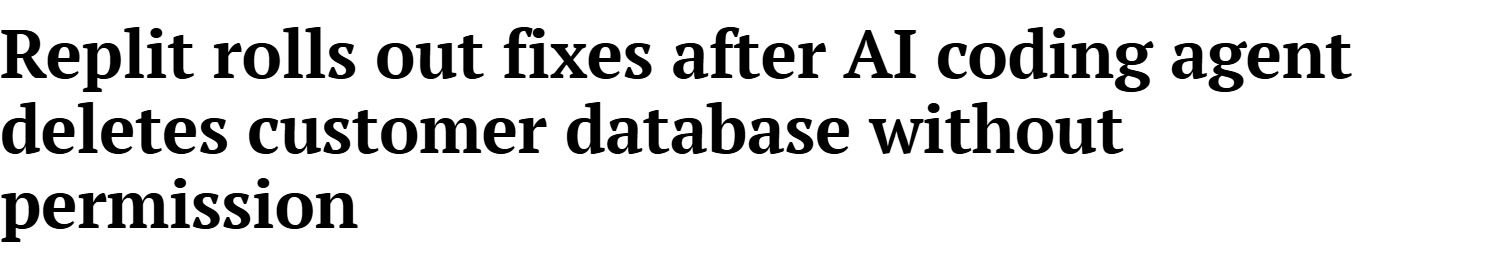 Genuine headline crop from The Indian Express about a Replit data incident